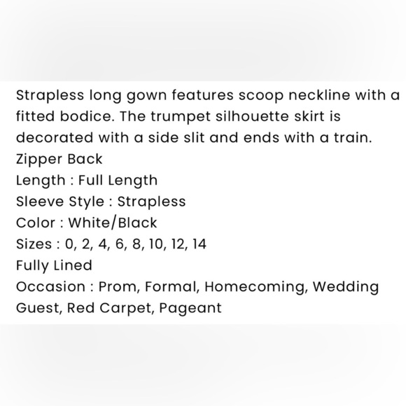 NWT Mac Duggal White and Black Evening Gown Size 12 Style 49003 Prom HoCo Formal - Picture 10 of 11